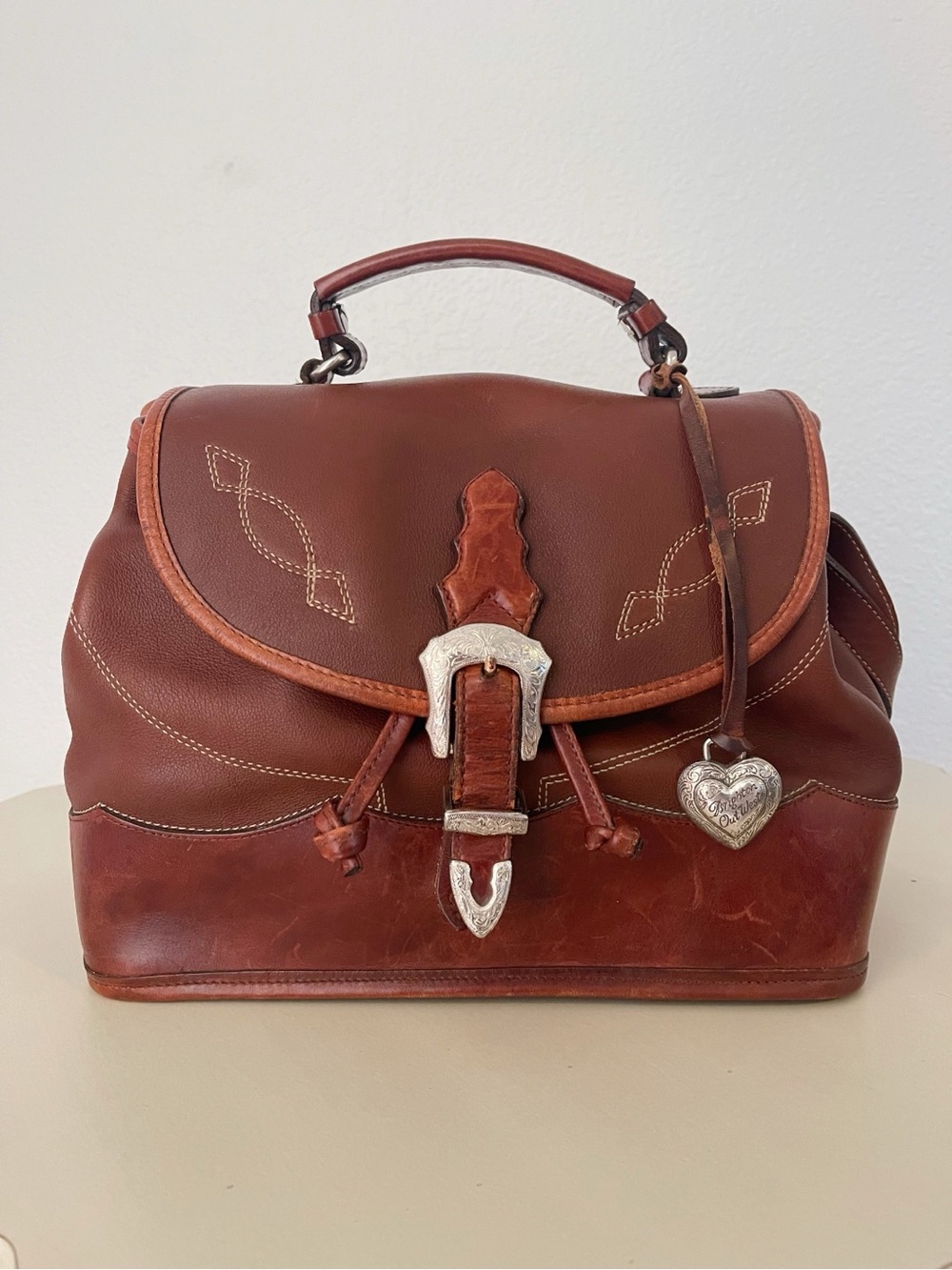 Vintage 90s Brighton Out West Leather Saddle Bag